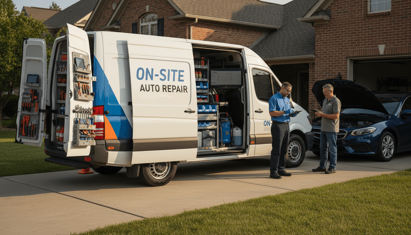 Service van stocked with professional automotive repair equipment
